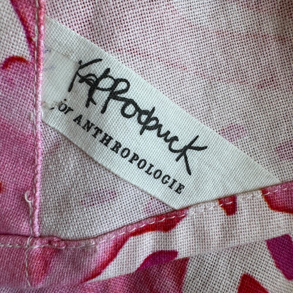 ANTHROPOLOGIE Apron Pink Flamingo Print 100% Cotton Tassels - Picture 8 of 11